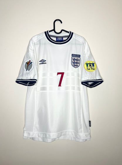 England EURO 2000 Home Shirt Beckham #7 Large