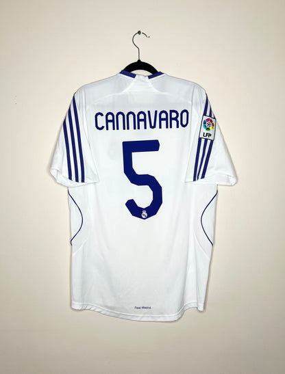 Real Madrid 2007-08 Home Shirt Cannavaro #5 Small