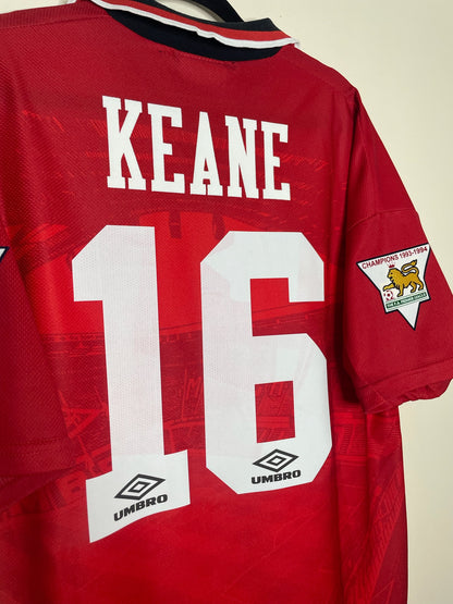 Manchester United 1994-1996 Home Shirt Keane #16 Large