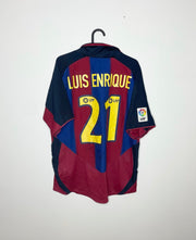 FC Barcelona 2003-04 SIGNED Home Shirt Luis Enrique #21 Medium