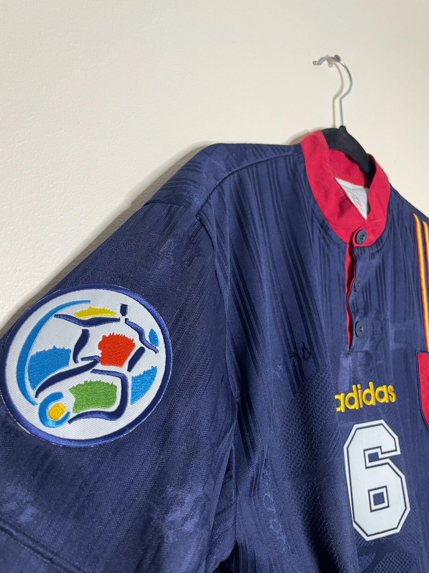 Spain 1996 EURO Home Shirt R. Hierro #6 Medium